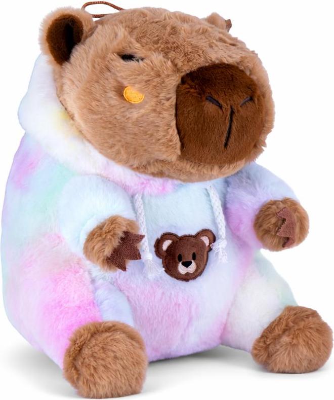 SOMA Capybara Kuscheltier 25 cm, Plüsch Tierfigur mit buntem Hoodie, weiches Stofftier für Kinder, Geschenkidee & Deko, 1 Stück