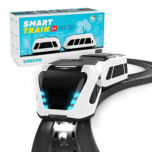 intelino J-1 Smart Train Startpackung - Roboter Spielzeugeisenbahn, bildschirmfrei oder App-verbunden, lehrt spielerisch programmieren
