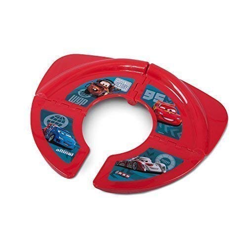 KiNDERWELT Faltbarer Premium Kinder-Toilettensitz für unterwegs, Disney Cars rot, stabiler faltbarer WC-Sitz mit Anti-Rutsch-Funktion, tragbarer Reise-WC-Sitz mit Tasche
