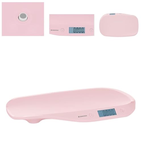 Kikka Boo Babywaage Lyra, LCD-Display mit Tarafunktion, 20 kg Tragkraft, ergonomische Wiegefläche, rosa