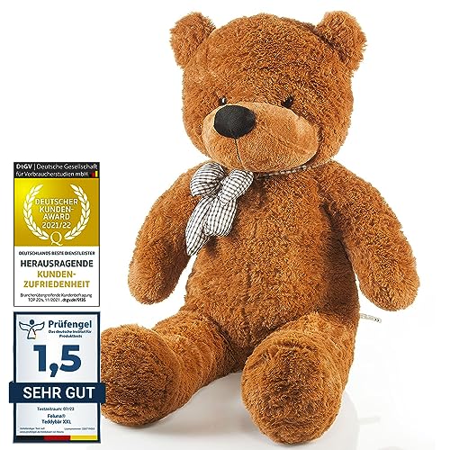 Feluna Riesen Teddybär XXL 120 cm Plüschbär - Braun mit Schleife