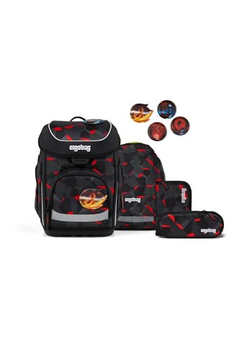 ergobag cubo Set, ergonomischer Schulranzen 5-teilig, individualisierbar, für 1. Klasse, Größe 28 x 40 x 25 cm, nachhaltig aus 27,7 recycelten PET-Flaschen