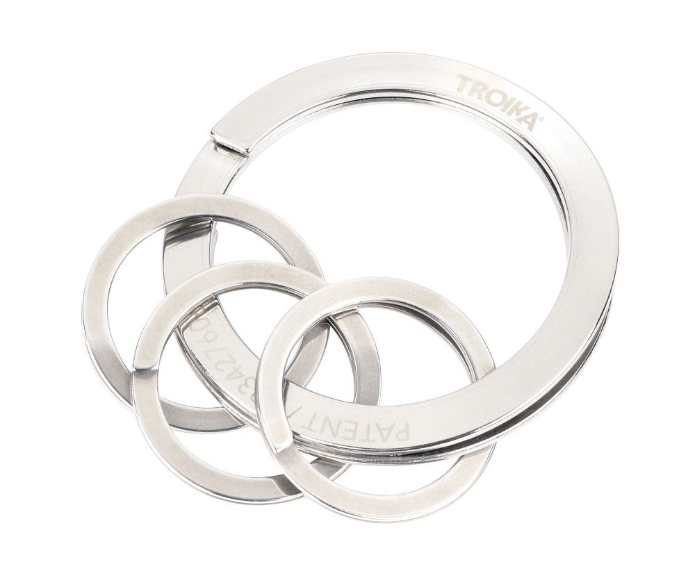 TROIKA Schlüsselanhänger fingernagelschonende Schlüsselringe (1x groß, 3x klein) Edelstahl, matt silberfarben