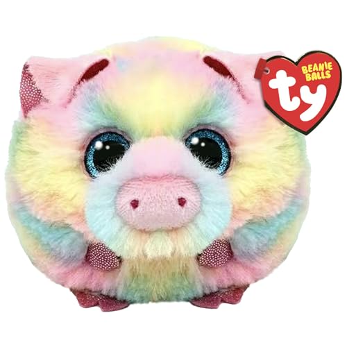 Ty Schweinasso Schwein Beanie Ball 7cm - Quetschbare Beanie Baby Weiche Pluschtiere - Sammelbares Kuscheliges Stofftier