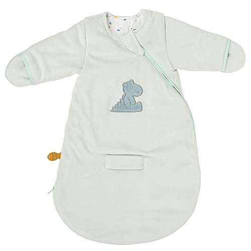 Nattou Babyschlafsack für Herbst und Winter aus Baumwolle und Polyester, Mit Fäustlingen, TOG 2.5, Ca. 60 cm, 0-3 Monate, Romeo, Jules und Sally, Hellblau