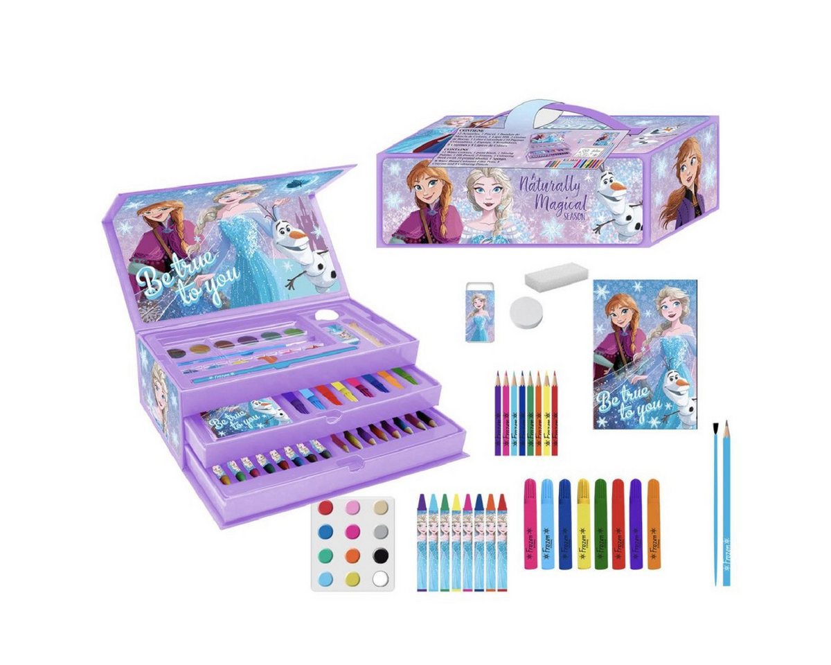 Cerda Disney Frozen Mal- und Zeichenkoffer, Kreativset mit Farbstiften, Radierer und Lineal für kreative Kinder