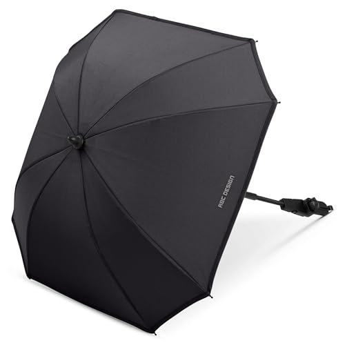 ABC Design Sonnenschirm Sunny für Kinderwagen & Buggy - Pure - Coal, UPF 50+ Schutz, flexibles 360°-Knickgelenk, wasserabweisend