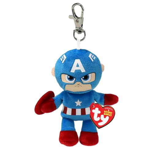 TY Deutschland GmbH Ty 34004 Captain America Key Clip, Soft Plüsch, ca. 12 cm lang