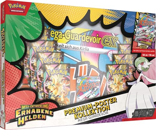Pokémon Pokémon-Sammelkartenspiel: Premium-Poster-Kollektion Mega-Entwicklung – Erhabene Helden: Mega-Guardevoir, 1 holografische Promokarte, 1 doppelseitiges Poster, 10 Boosterpacks