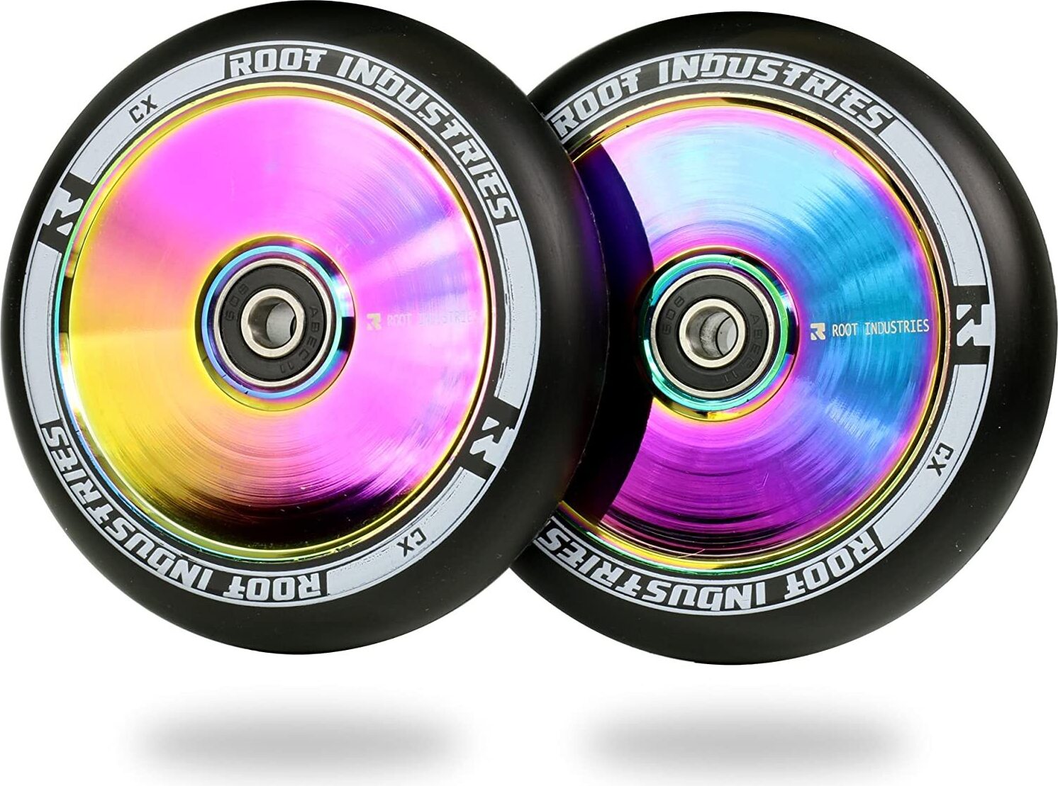 Root Industries Air Rollen 120mm Neochrome 2 Stück, Leichte Stunt-Scooter Rollen aus hochgradigem Aluminium in Schwarz