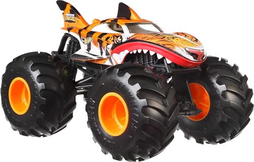 Hot Wheels Monster Trucks JDR02, Oversized Die-Cast-Spielzeugtruck im Maßstab 1:24 mit riesigen Rädern und coolen Designs