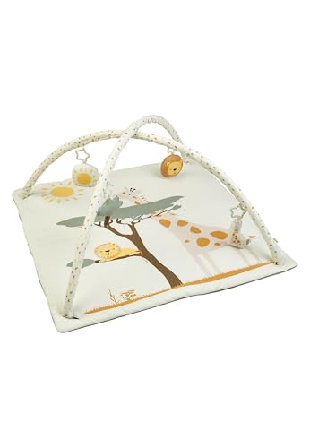 Sterntaler® Spielbogen Safari, Spielbogen mit Motivdruck, 80x80 cm, abnehmbare Spielelemente mit Knisterpapier, Rassel und Quietsche