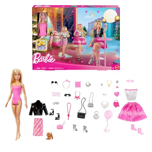 Barbie JFL63, Adventskalender mit 24 stilvollen Überraschungen für modische Looks