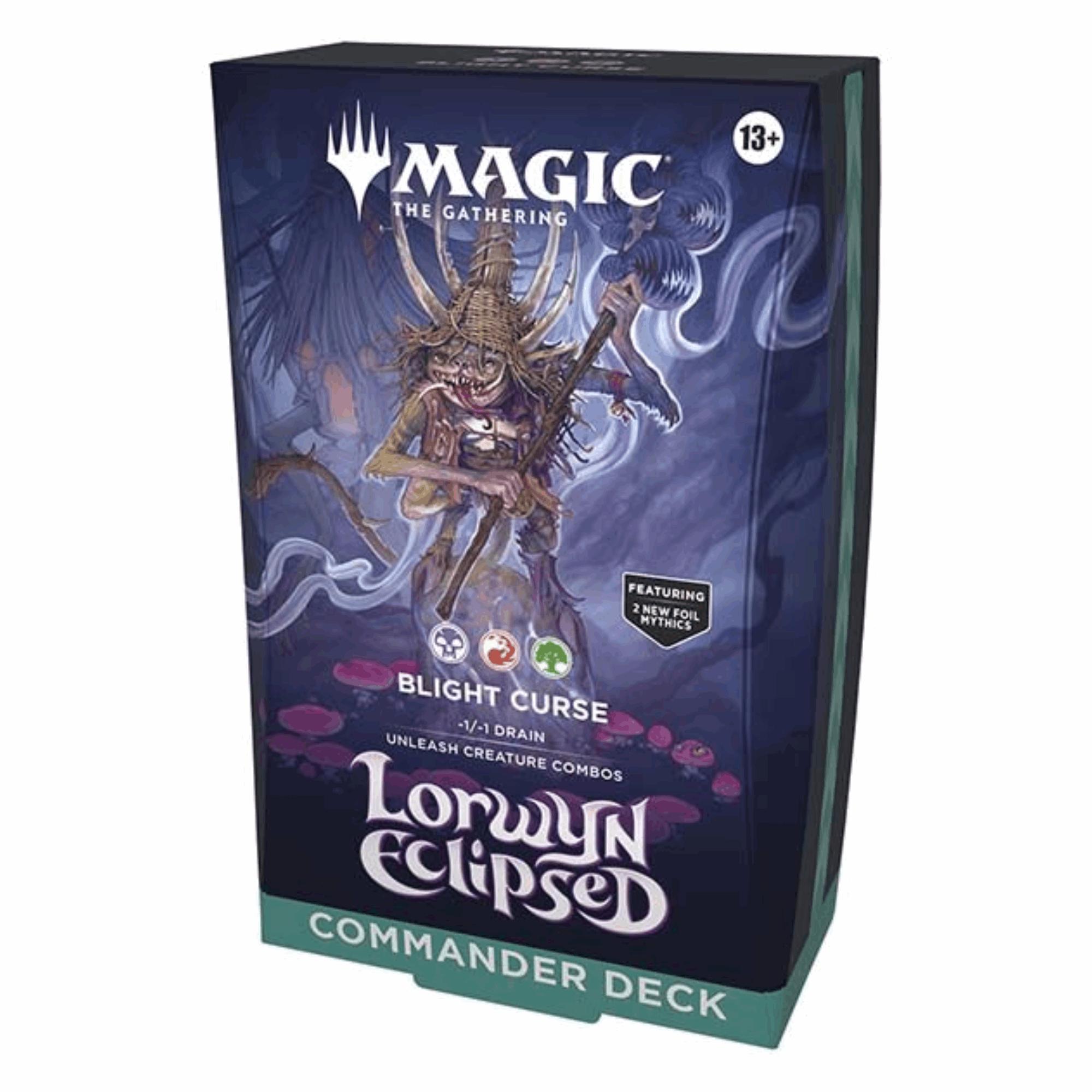Magic: The Gathering Lorwyn Eclipsed Commander Deck Blight Curse - 100 Karten, inklusive 2 legendäre Foil-Karten, Englisch