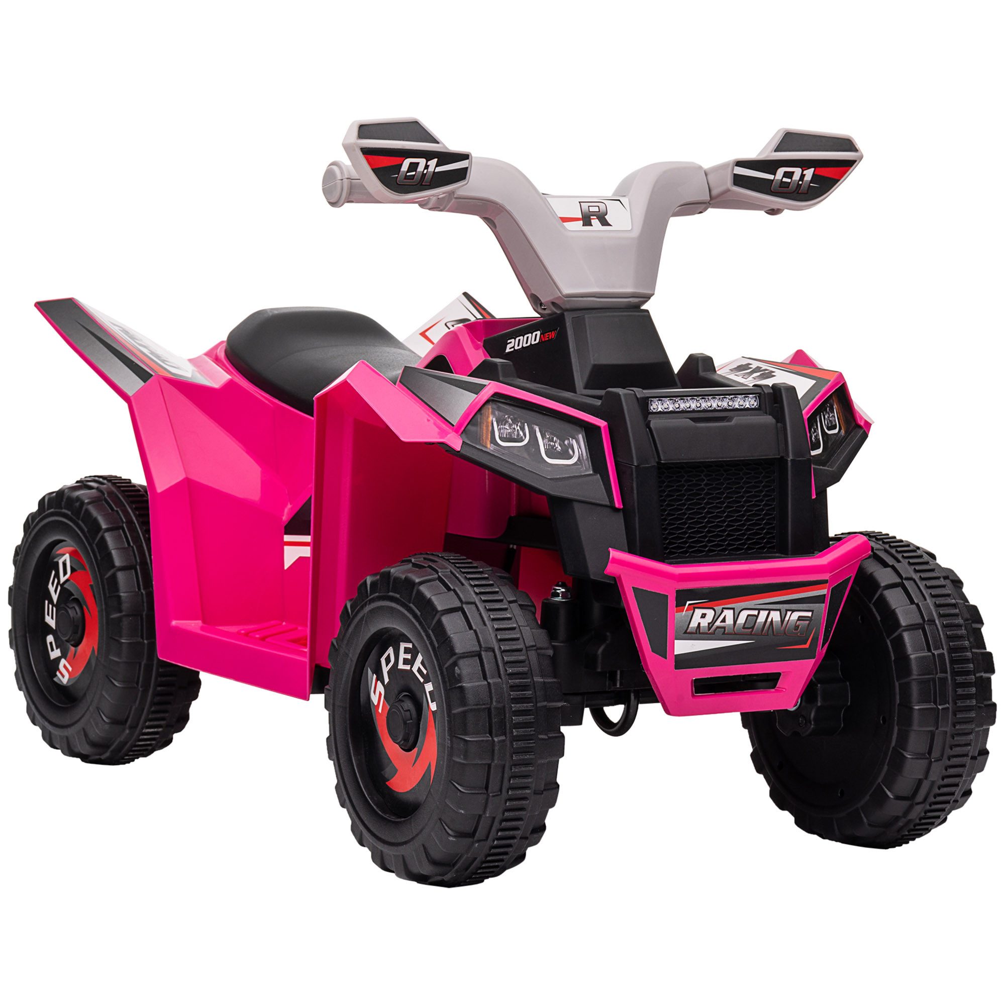 HOMCOM Elektro-Kinderquad Kinderauto, Elektrofahrzeug mit Vorwärts- & Rückwärtsgang, Belastbarkeit 25 kg, für Kinder von 18 Monaten bis 36 Monaten, Rosa