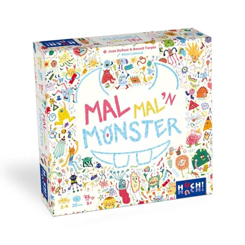Huch & Friends Mal mal'n Monster 1, Brettspiel zur Monsterzeichnung mit gruseligem Gruselometer