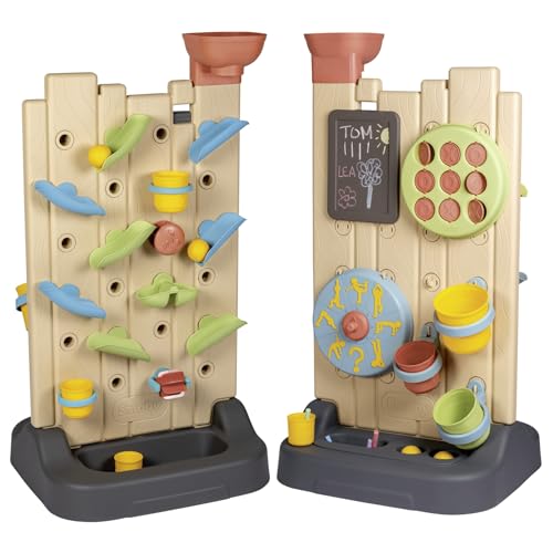 Smoby Life Activity Wall 6-in-1, Doppelseitige Aktivitätswand mit Wasser- und Ballkreislauf, Tic-Tac-Toe, Zeichentafel und Zubehörteilen, ab 2 Jahre, aus 84% recyceltem Material