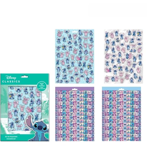 Cerda Disney Stitch Sticker Set, 300-tlg. Aufkleber für Basteln und Deko für Kinder