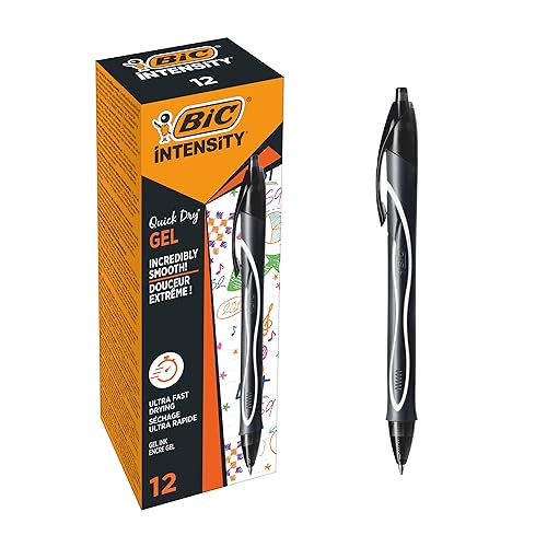 Bic Gel-ocity Quick Dry Gelschreiber 0.7 mm, Schwarz, 12 Stück mit schnelltrocknender Tinte
