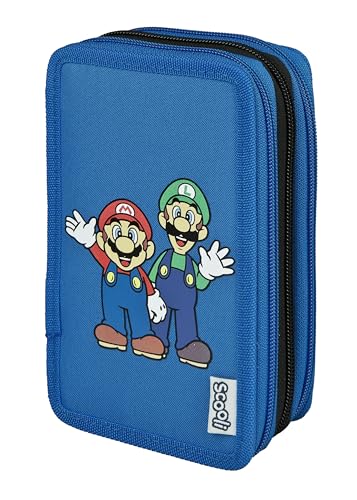 Scooli Tripledecker Super Mario - Gefülltes Schüleretui mit hochwertigen Stiften & Zubehör - Ideal für Schule, Freizeit und unterwegs - ab 6 Jahren