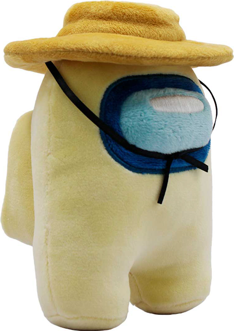 JUST TOYS EUROPE LTD Among Us Plüschfigur Light Yellow - 18 cm weiches Kuscheltier mit Hut, Offizielles Merchandise