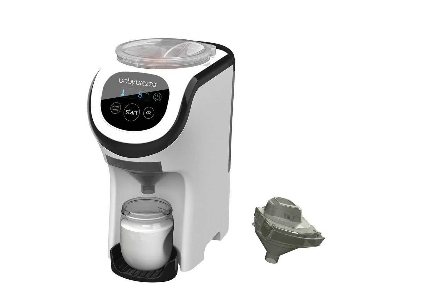 Baby Brezza Babyflaschenwärmer Formula Pro Mini Flaschenzubereiter mit Milchpulvertrichterset, stressfreie Zubereitung