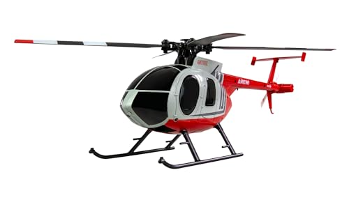 Amewi Hughes MD500 Zivilhelikopter, 4-Kanal 6G RTF, rot/hellgrau, mit Auto-Start und stabilisiertem Flug