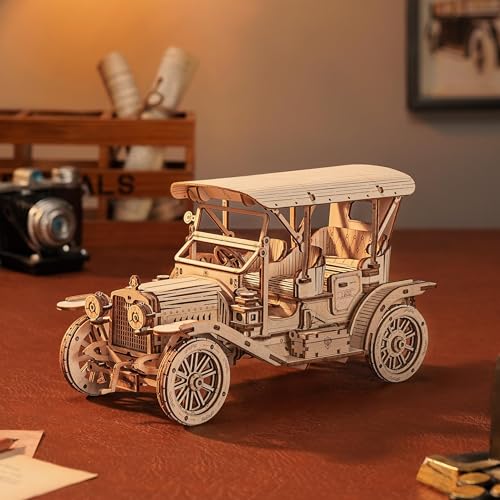 ROBOTIME Vintage Auto 3D-Puzzle, 298 Teile aus hochwertigem Holz, Detailreiches Design