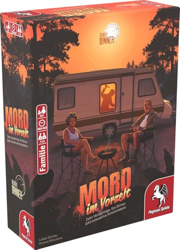 Pegasus Spiele Deadly Dinner - Mord im Vorzelt - Brettspiel für 4-8 Personen mit Geheimobjekten und Rollenverteilung