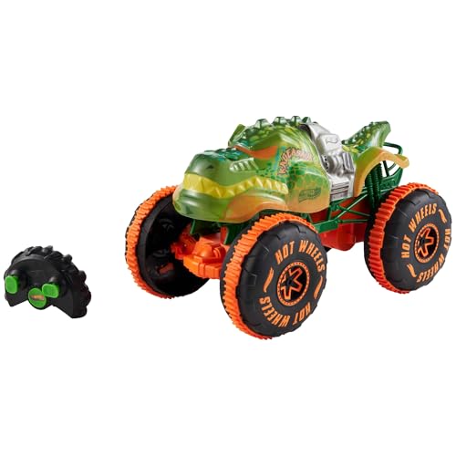 Hot Wheels R/C Rageasaur 1:15, ferngesteuerter Monster Truck mit Wheelie-Funktion und großen Profilreifen