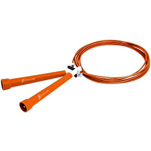 ProSource Speed Springseil 25,4 cm Länge verstellbar, Griffe Kunststoff, schnell Drehen für Cardio, Boxen, Orange, 10-Feet