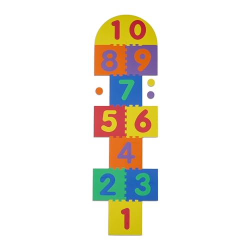 Relaxdays Puzzlematte mit Zahlen, Himmel & Hölle Kindermatte, bunt, schadstofffrei, Schaumstoff