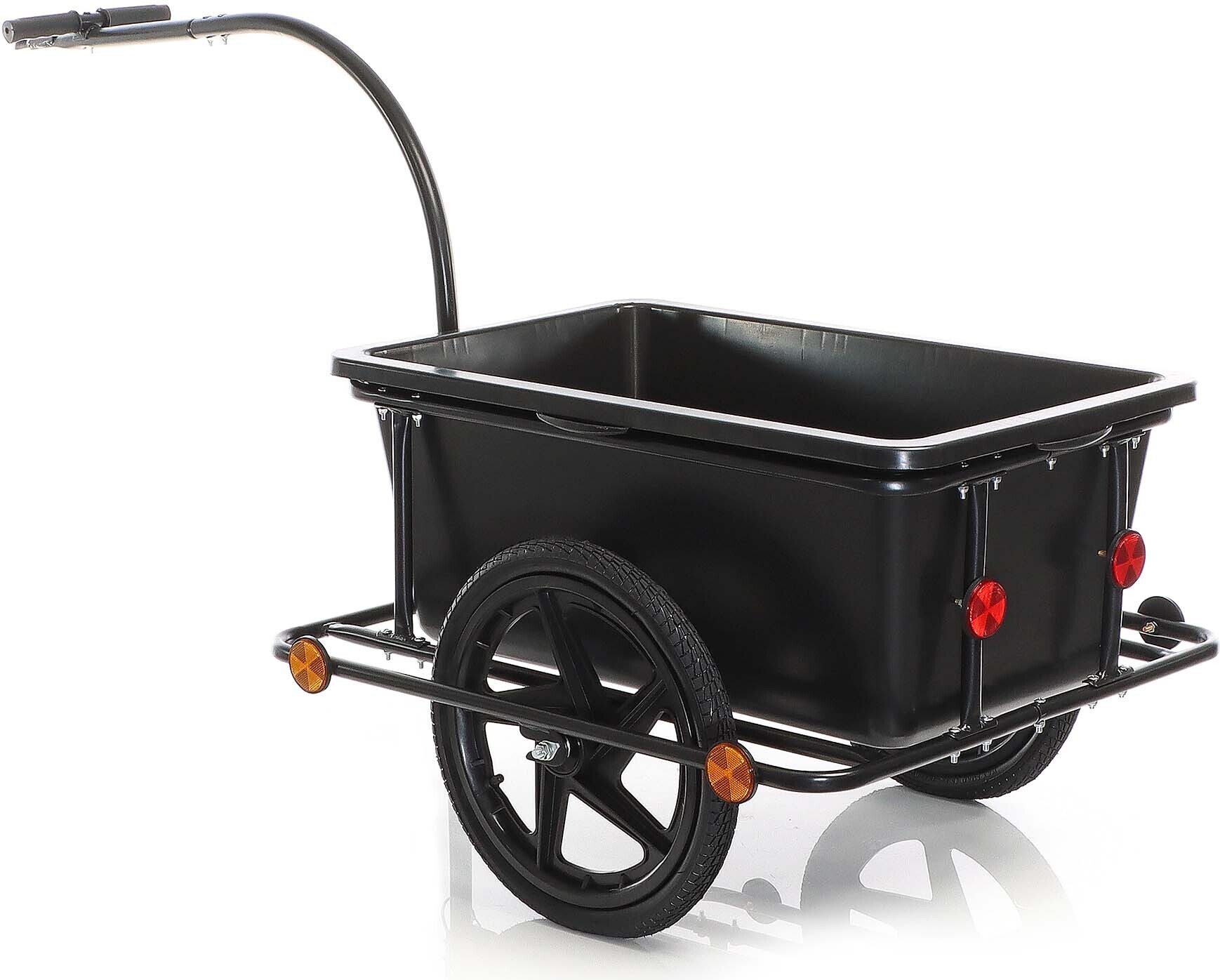 Wiltec Fahrrad Lastenanhänger mit 90 L Transportwanne, bis 80 kg, 158x69x51 cm, Kupplung und Luftreifen, Handwagen Anhänger für Fahrrad