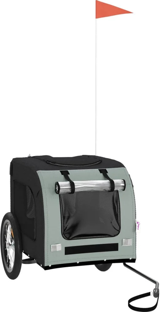 DOTMALL Fahrradanhänger Hunde Schwarz und Grau aus Oxford-Gewebe und Eisen