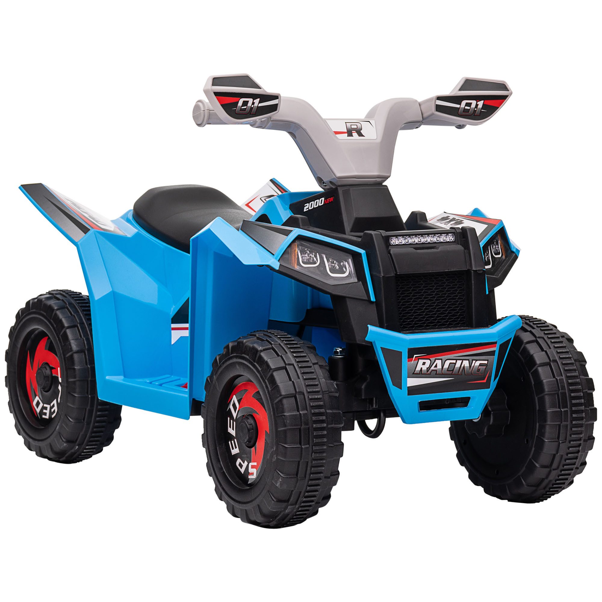 HOMCOM Elektro-Kinderquad Kinderauto, Elektrofahrzeug mit Vorwärts- & Rückwärtsgang, Belastbarkeit 25 kg, Blau, für Kinder von 18 Monaten bis 36 Monaten