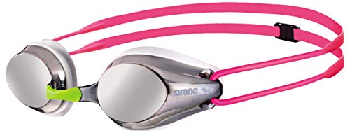 arena Tracks Junior Mirror Anti-Fog Wettkampf Schwimmbrille für Kinder, Schwimmbrille mit UV-Schutz, 4 Austauschbaren Nasenstegen, Silikon Dichtungen