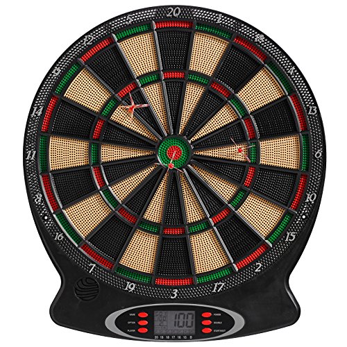BEST SPORTING Elektronische Dartscheibe London, Dartautomat für 8 Spieler mit LED-Anzeigen, 21 Spiele, inkl. 6 Dartpfeilen und Ersatzspitzen