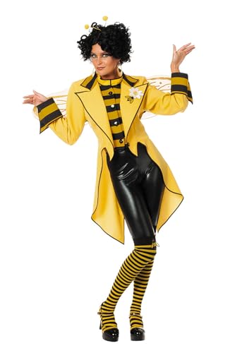 PARTY DISCOUNT WILBERS & WILBERS 4910 Bienenkönigin Frack für Damen, gelb-schwarz, elegantes Kostüm aus Premium-Stoff mit edlen Details, Größe 38