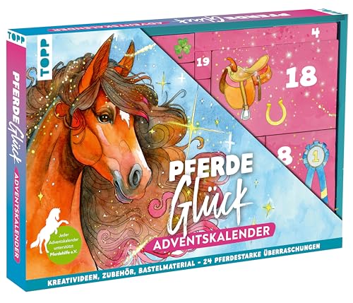 Topp Adventskalender Topp Pferdeglück, 24 kreative Überraschungen für Pferde-Fans mit Stickern, Armbändern und Haaraccessoires