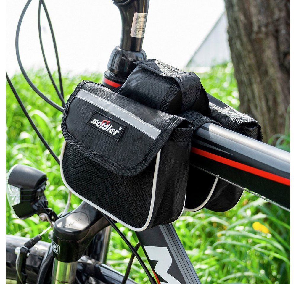 cofi1453 5 Pocket Doppel-Fahrradtasche Gepäcktasche Radtasche Rahmentasche mit Reflexion in Schwarz - Preisvergleich