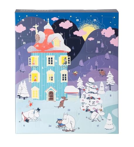 Martinex Moomin Toy Advent Calendar 2025, Spielzeug-Adventskalender mit 17 Figuren und Muminhaus-Bausatz