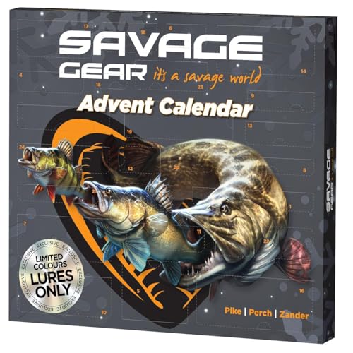 Savage Gear Advent Calendar 2025, Angler-Adventskalender mit 24 limitierten Ködern für Hecht, Barsch und Zander