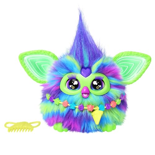 Hasbro Furby Galaxy, Elektronisches Plüschtier mit Lichtern, Geräuschen und 5 Sprachmodi für Kinder ab 6 Jahren, Mehrfarbig