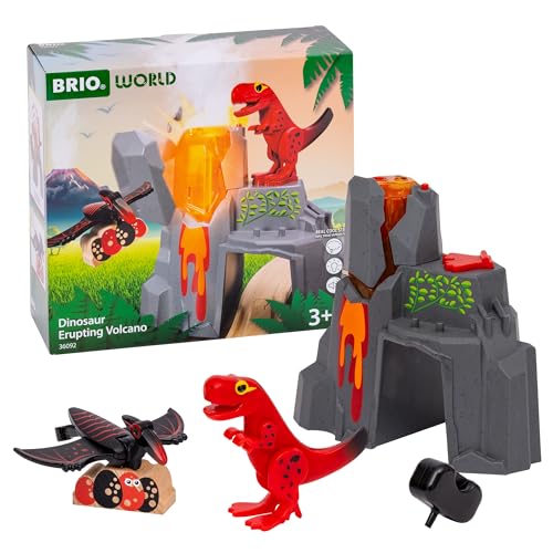 Brio Dinosaur Erupting Volcano, Spielset mit Ausbruchsfunktion und T-Rex-Figur für BRIO World