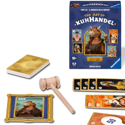Ravensburger Kuhhandel 40th Birthday, Jubiläumsausgabe mit Holz-Versteigerungshammer und neuen Spielvarianten, für 3-5 Spieler ab 10 Jahren