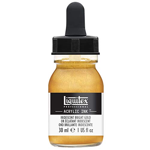 Liquitex Professional Acrylfarben Ink, 30 ml, hochpigmentierte Airbrushfarbe in irisierendem hellem Gold, wasserfest und vielseitig einsetzbar
