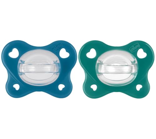 Chicco Dual Soft Silikonschnuller, 16-36 Monate, fördert korrekte Mundentwicklung, unterstützt physiologische Atmung, zweifarbig, Set mit 2 Stück für Jungen