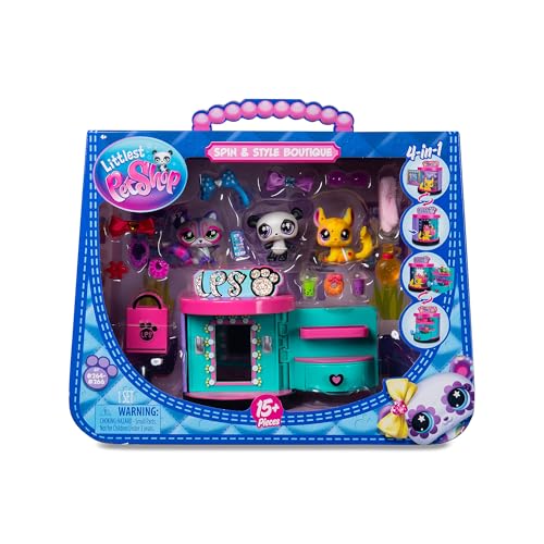 BANDAI Littlest Pet Shop - Sweet and Style Set - 4-in-1 Boutique mit 3 Deluxe Tieren, 15 Zubehörteilen, Karte und Roblox-Code, Spielzeug ab 4 Jahren - BF00722
