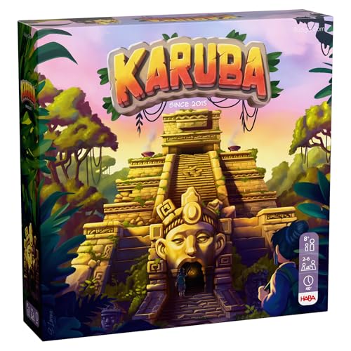 HABA Karuba – Abenteuer-Brettspiel für 2–4 Spieler, fesselndes Lege- und Strategiespiel im Dschungel mit Tempeln und Schätzen, ab 8 Jahren