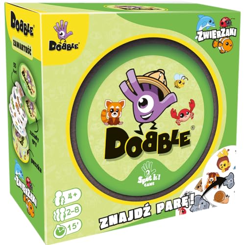 Zygomatic Dobble Tiere, Brettspiel in robuster Metalldose mit runden, leicht spielbaren Karten für Kinder und Erwachsene